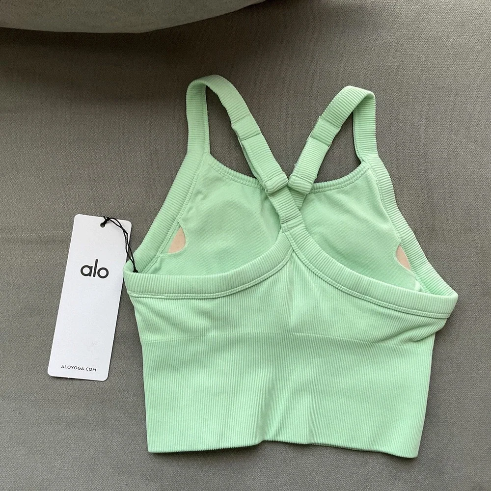 Alo Yoga Seamless Ribbed Favorite Bra Tank Spearmint XXS